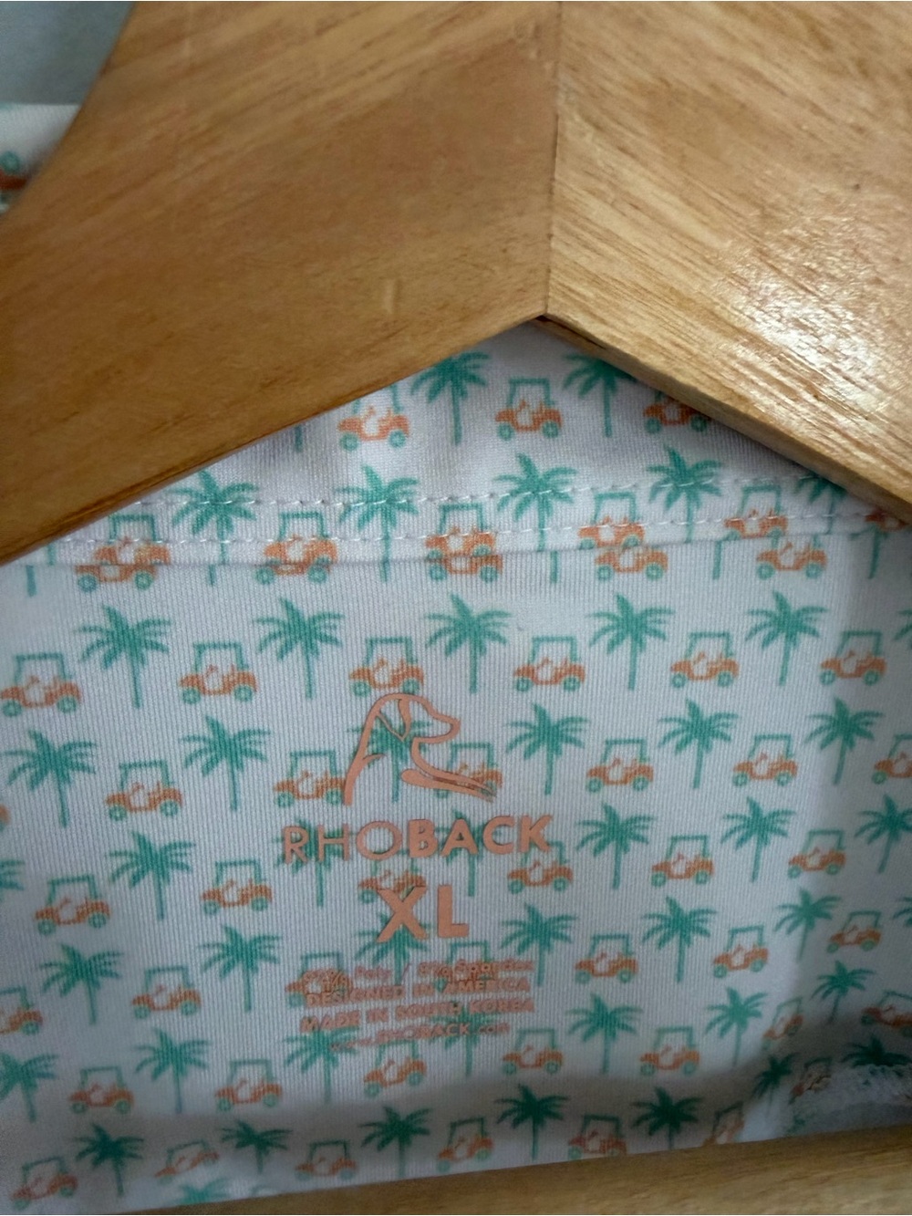 Rhoback Polo Shirt XL Men’s Golf Cart Palm Tree Print Performance - Picture 3 of 5